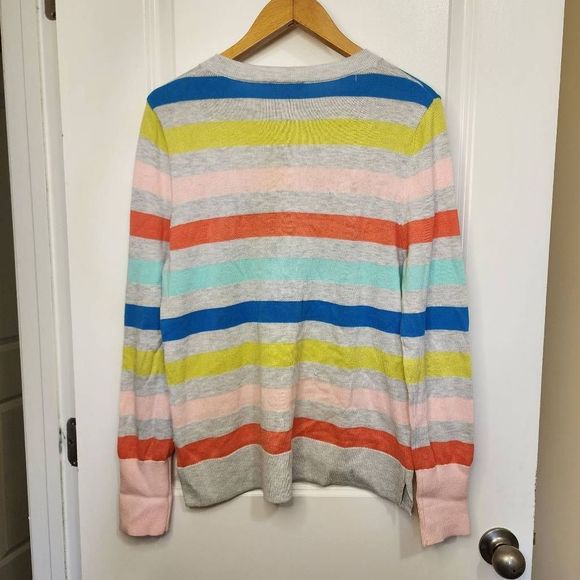 Time and Tru Women's Pullover Sweater Happy Embroidered Multicolor Large 12-14 - Picture 2 of 5
